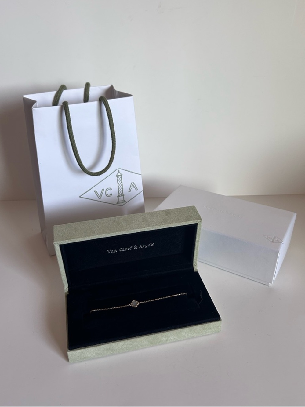 Van Cleef & Arpels Gold Bracelet with White Mother-of-Pearl Alhambra Motif